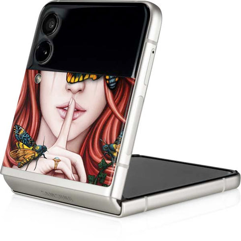 Gothic Woman and Death Moth Butterflies by Sarah Richter Galaxy Z Flip4 5G Skin