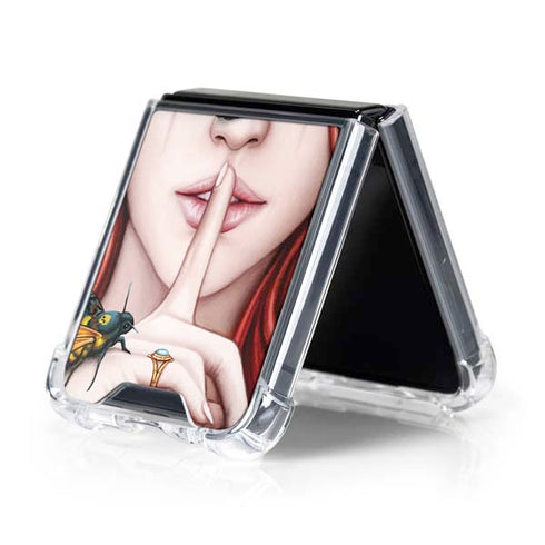 Gothic Woman and Death Moth Butterflies by Sarah Richter Galaxy Z Flip5 5G Clear Case