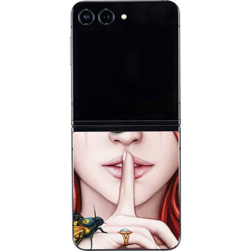 Gothic Woman and Death Moth Butterflies by Sarah Richter Galaxy Z Flip5 5G Skin
