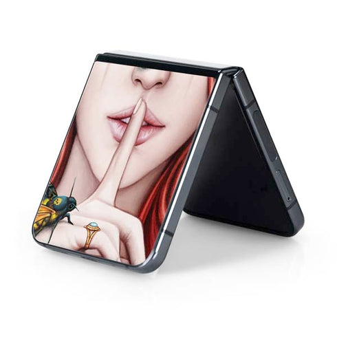 Gothic Woman and Death Moth Butterflies by Sarah Richter Galaxy Z Flip5 5G Skin