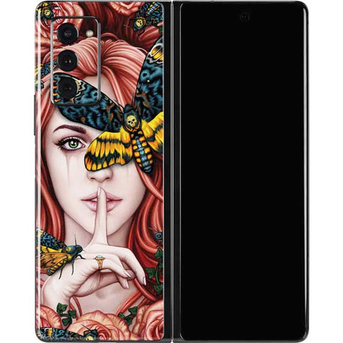 Gothic Woman and Death Moth Butterflies by Sarah Richter Galaxy Z Fold2 5G Skin