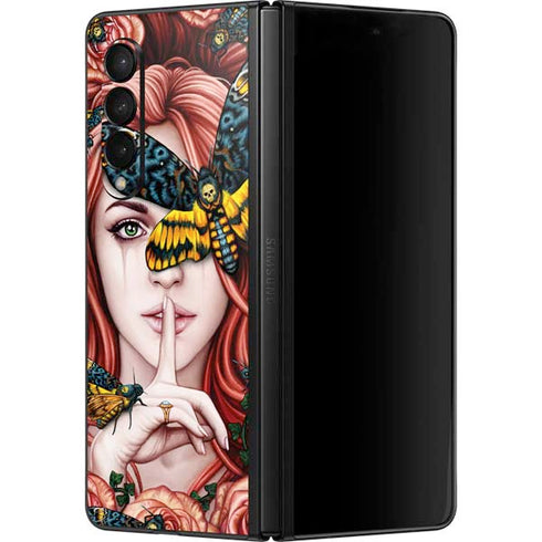 Gothic Woman and Death Moth Butterflies by Sarah Richter Galaxy Z Fold3 5G Skin