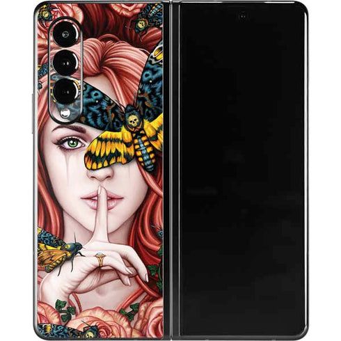 Gothic Woman and Death Moth Butterflies by Sarah Richter Galaxy Z Fold3 5G Skin