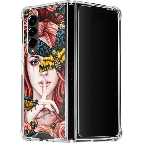 Gothic Woman and Death Moth Butterflies by Sarah Richter Galaxy Z Fold4 5G Clear Case