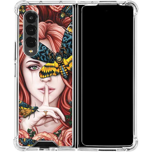 Gothic Woman and Death Moth Butterflies by Sarah Richter Galaxy Z Fold4 5G Clear Case