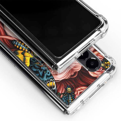 Gothic Woman and Death Moth Butterflies by Sarah Richter Galaxy Z Fold4 5G Clear Case