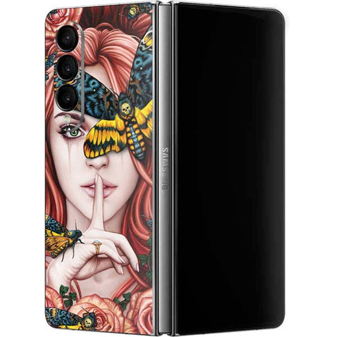 Gothic Woman and Death Moth Butterflies by Sarah Richter Galaxy Z Fold4 5G Skin