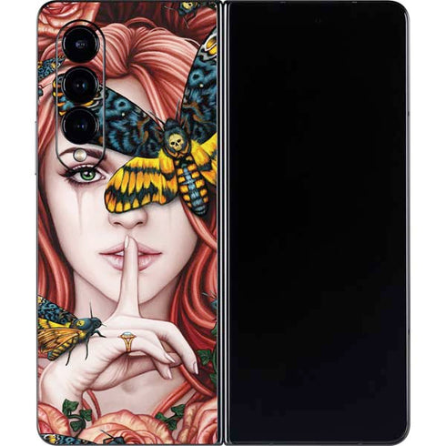 Gothic Woman and Death Moth Butterflies by Sarah Richter Galaxy Z Fold4 5G Skin