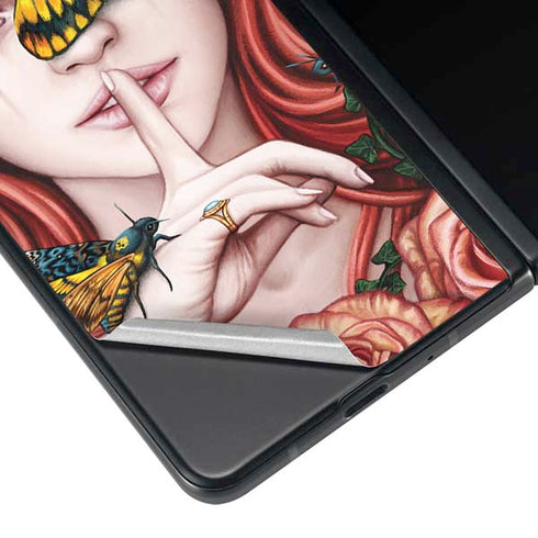 Gothic Woman and Death Moth Butterflies by Sarah Richter Galaxy Z Fold4 5G Skin