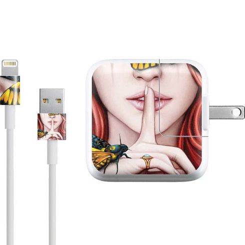 Gothic Woman and Death Moth Butterflies by Sarah Richter iPad Charger (10W USB) Skin