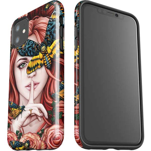 Gothic Woman and Death Moth Butterflies by Sarah Richter iPhone 11 Impact Case