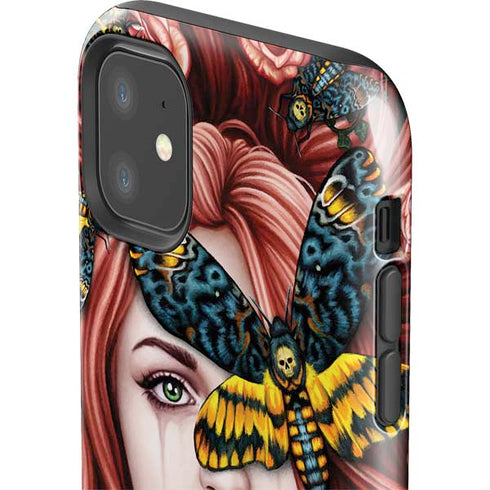 Gothic Woman and Death Moth Butterflies by Sarah Richter iPhone 11 Impact Case