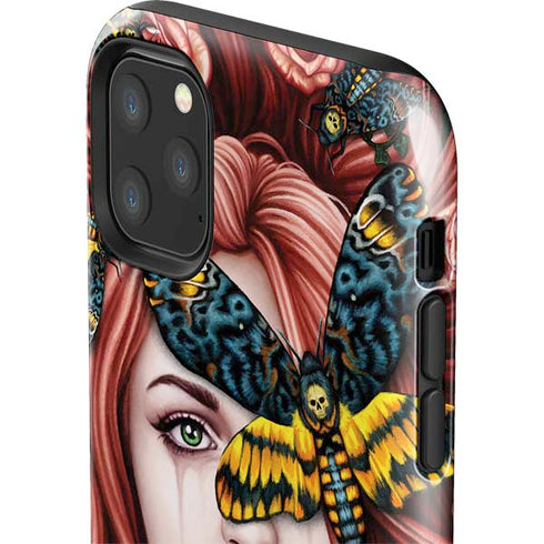Gothic Woman and Death Moth Butterflies by Sarah Richter iPhone 11 Pro Max Impact Case