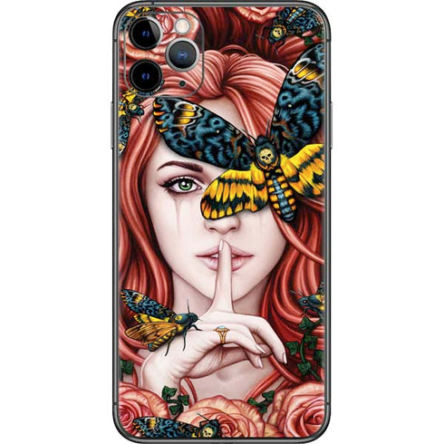 Gothic Woman and Death Moth Butterflies by Sarah Richter iPhone 11 Pro Max Skin