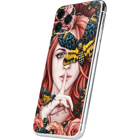 Gothic Woman and Death Moth Butterflies by Sarah Richter iPhone 11 Pro Skin