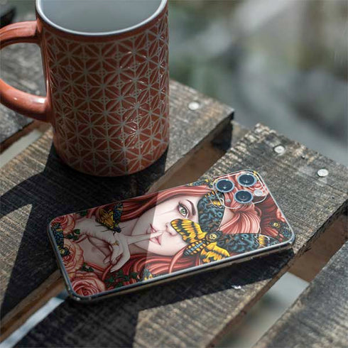 Gothic Woman and Death Moth Butterflies by Sarah Richter iPhone 11 Pro Skin