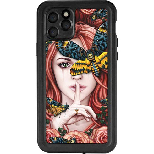Gothic Woman and Death Moth Butterflies by Sarah Richter iPhone 11 Pro Waterproof Case