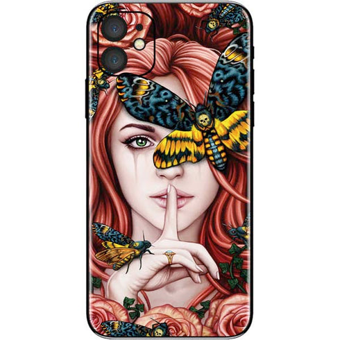Gothic Woman and Death Moth Butterflies by Sarah Richter iPhone 11 Skin