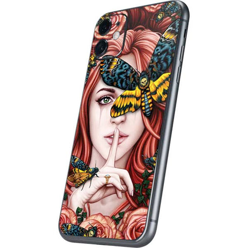 Gothic Woman and Death Moth Butterflies by Sarah Richter iPhone 11 Skin