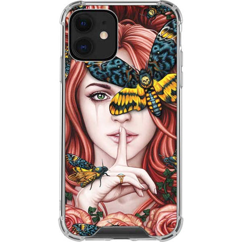 Gothic Woman and Death Moth Butterflies by Sarah Richter iPhone 12 Clear Case