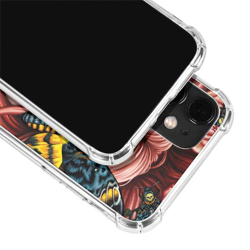 Gothic Woman and Death Moth Butterflies by Sarah Richter iPhone 12 Clear Case