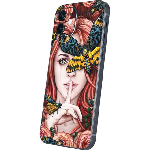 Gothic Woman and Death Moth Butterflies by Sarah Richter iPhone 12 Mini Skin