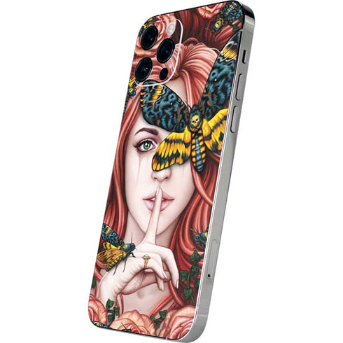 Gothic Woman and Death Moth Butterflies by Sarah Richter iPhone 12 Pro Max Skin