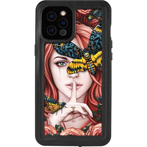 Gothic Woman and Death Moth Butterflies by Sarah Richter iPhone 12 Pro Max Waterproof Case