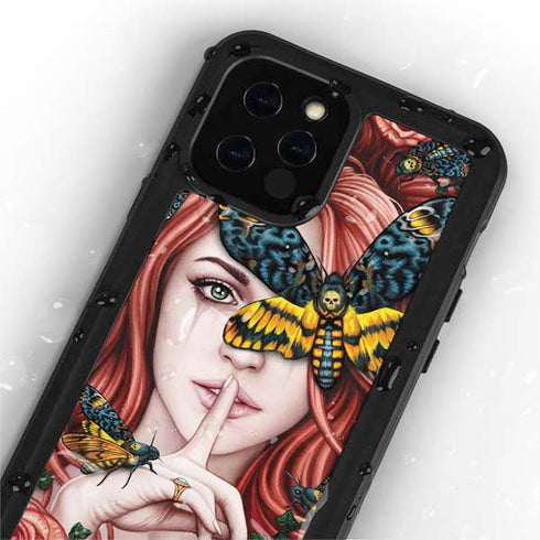 Gothic Woman and Death Moth Butterflies by Sarah Richter iPhone 12 Pro Waterproof Case