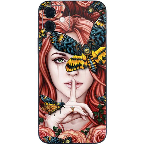 Gothic Woman and Death Moth Butterflies by Sarah Richter iPhone 12 Skin