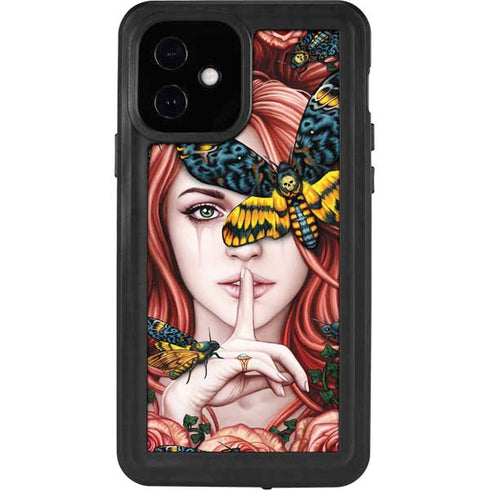 Gothic Woman and Death Moth Butterflies by Sarah Richter iPhone 12 Waterproof Case