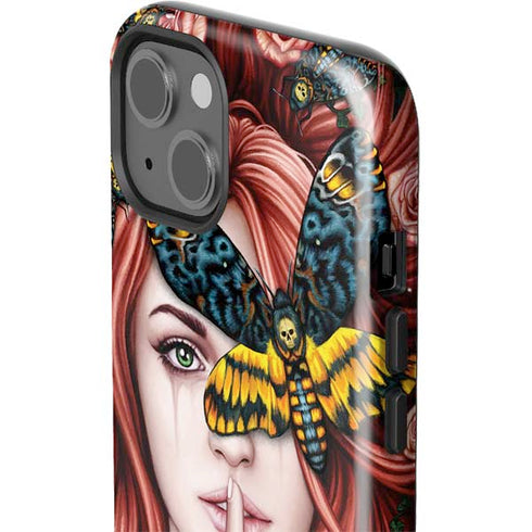 Gothic Woman and Death Moth Butterflies by Sarah Richter iPhone 13 Impact Case