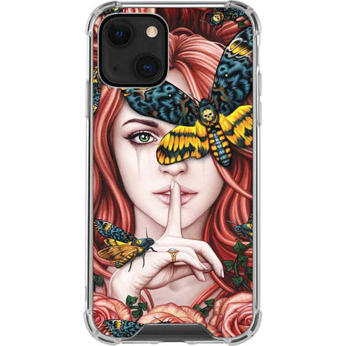 Gothic Woman and Death Moth Butterflies by Sarah Richter iPhone 13 Mini Clear Case