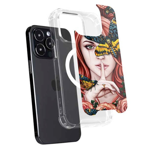 Gothic Woman and Death Moth Butterflies by Sarah Richter iPhone 13 Pro MagSafe Case