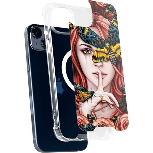 Gothic Woman and Death Moth Butterflies by Sarah Richter iPhone 15 MagSafe Case