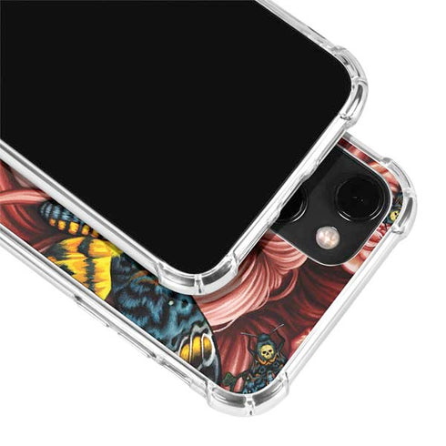 Gothic Woman and Death Moth Butterflies by Sarah Richter iPhone 14 Plus Clear Case