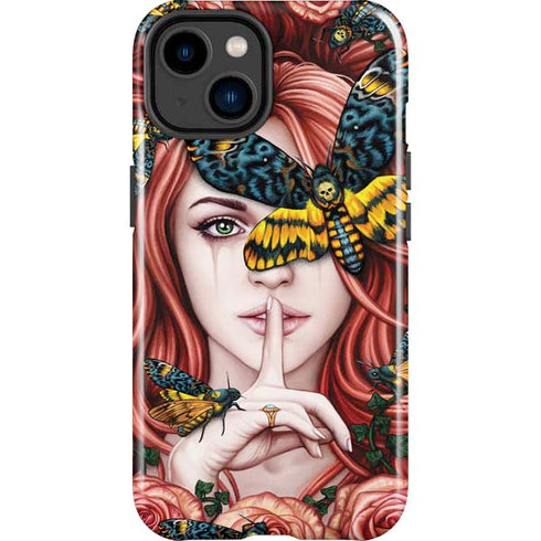 Gothic Woman and Death Moth Butterflies by Sarah Richter iPhone 14 Plus Impact Case