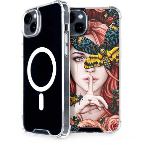 Gothic Woman and Death Moth Butterflies by Sarah Richter iPhone 15 Plus MagSafe Case