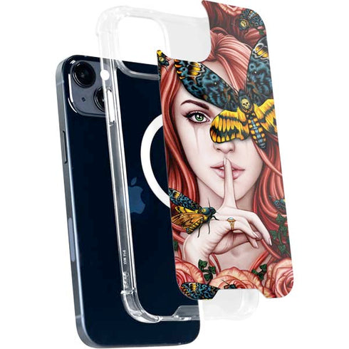 Gothic Woman and Death Moth Butterflies by Sarah Richter iPhone 15 Plus MagSafe Case
