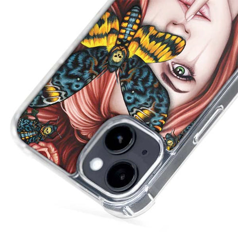 Gothic Woman and Death Moth Butterflies by Sarah Richter iPhone 15 Plus MagSafe Case