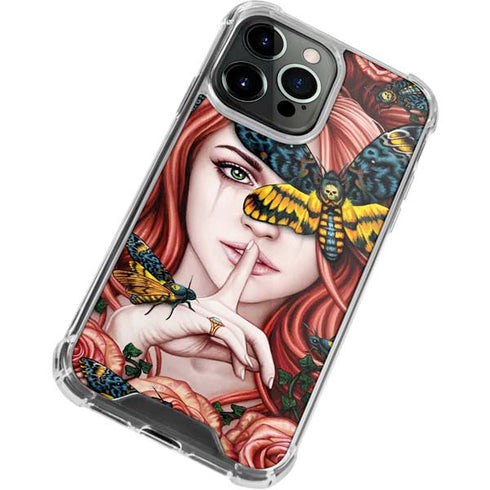 Gothic Woman and Death Moth Butterflies by Sarah Richter iPhone 14 Pro Clear Case