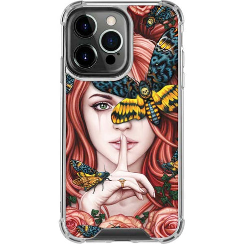 Gothic Woman and Death Moth Butterflies by Sarah Richter iPhone 15 Pro Clear Case