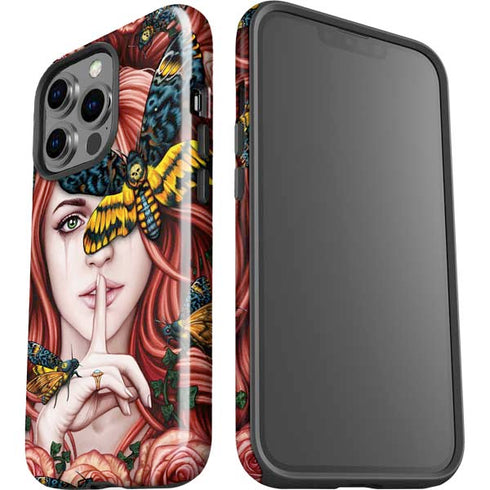 Gothic Woman and Death Moth Butterflies by Sarah Richter iPhone 14 Pro Impact Case