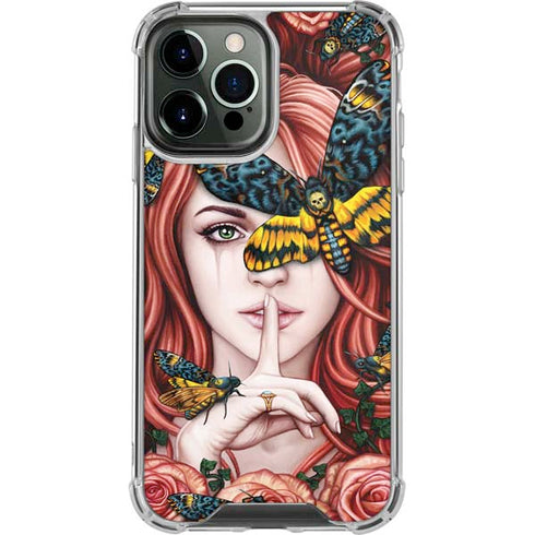 Gothic Woman and Death Moth Butterflies by Sarah Richter iPhone 15 Pro Max Clear Case
