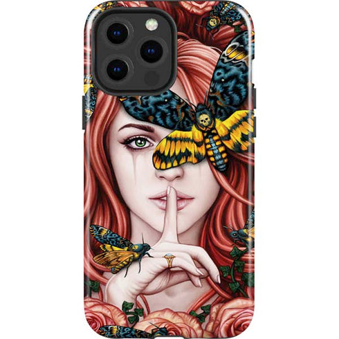 Gothic Woman and Death Moth Butterflies by Sarah Richter iPhone 15 Pro Max Impact Case