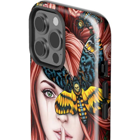 Gothic Woman and Death Moth Butterflies by Sarah Richter iPhone 15 Pro Max Impact Case
