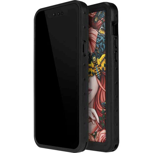 Gothic Woman and Death Moth Butterflies by Sarah Richter iPhone 14 Pro Max Waterproof Case