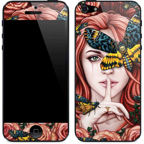 Gothic Woman and Death Moth Butterflies by Sarah Richter iPhone 5/5s/5SE Skin