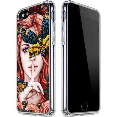 Gothic Woman and Death Moth Butterflies by Sarah Richter iPhone SE (2nd & 3rd Gen) Clear Case