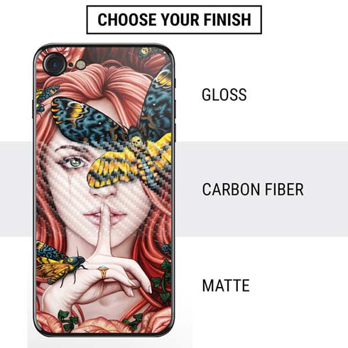 Gothic Woman and Death Moth Butterflies by Sarah Richter iPhone SE (2nd & 3rd Gen) Skin